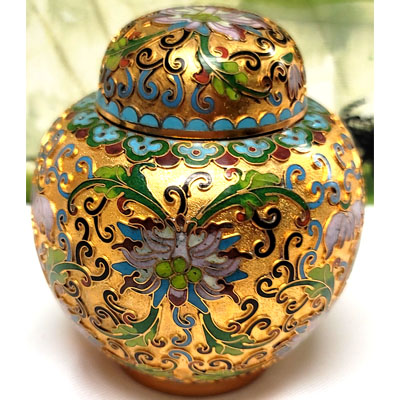 CLOISONNE BOX08 3.5"X4.25" GOLD